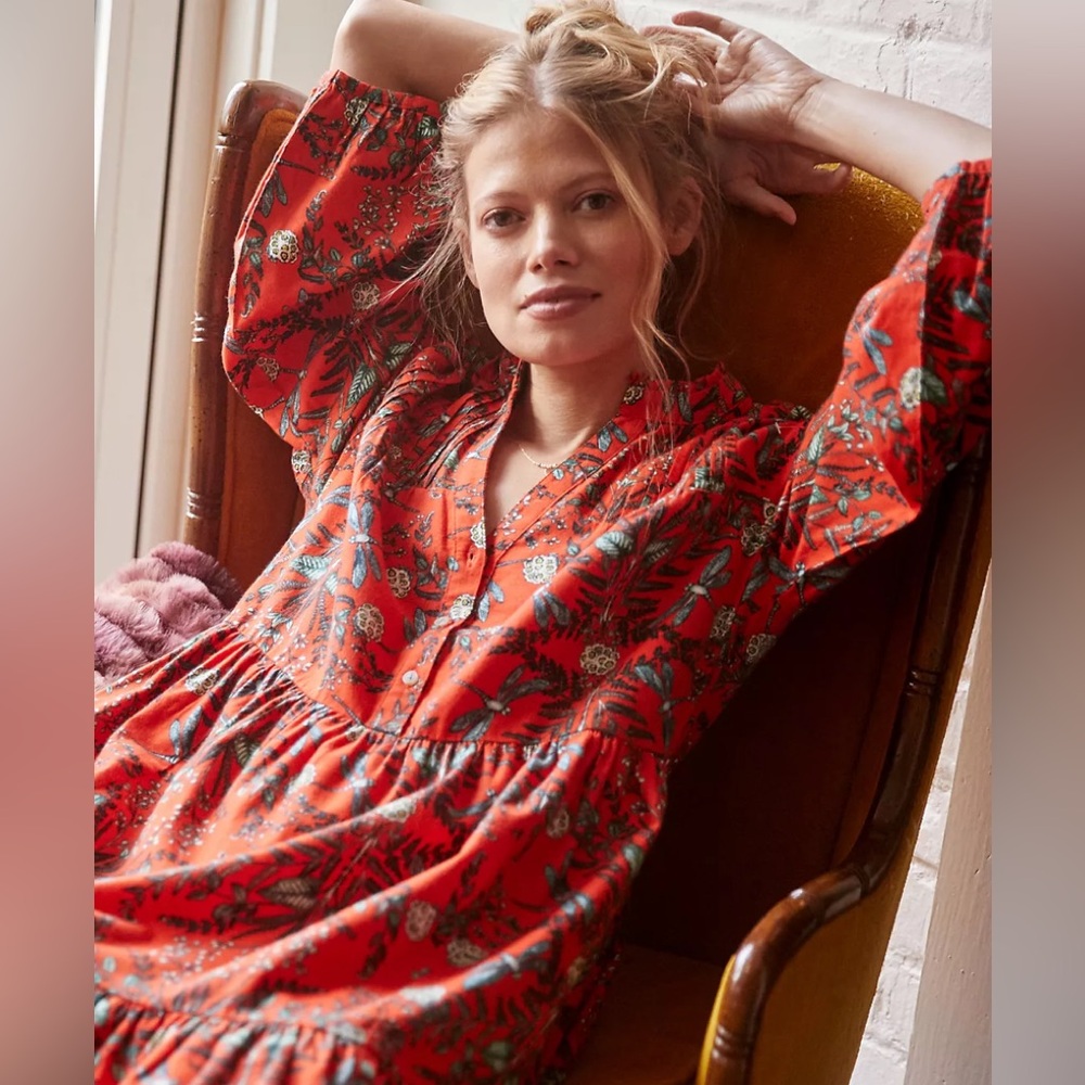 Anthropologie Kelly Louise Judd Whimsical Flannel Sleep Mini Dress XS